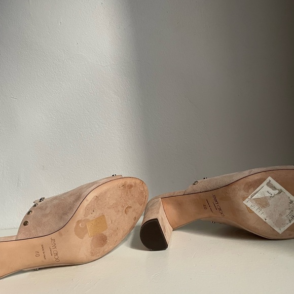 Jimmy Choo Myla Suede Studded Mules in Beige - Picture 4 of 4